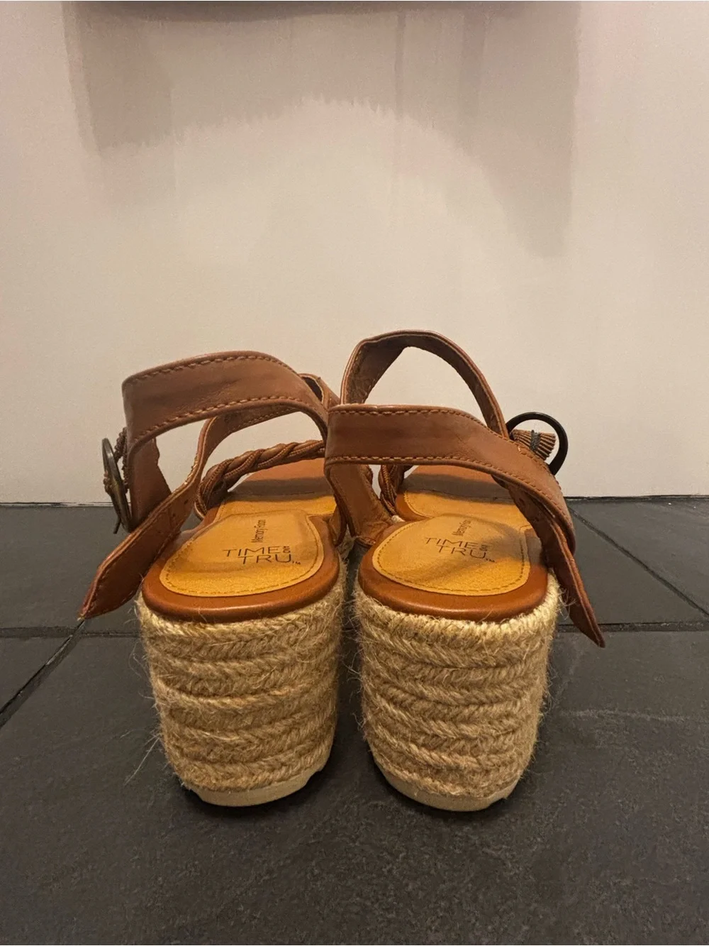 Time and Tru Braided Espadrille Slingback Sandals in Brown